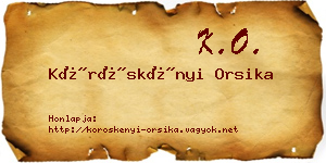 Köröskényi Orsika névjegykártya